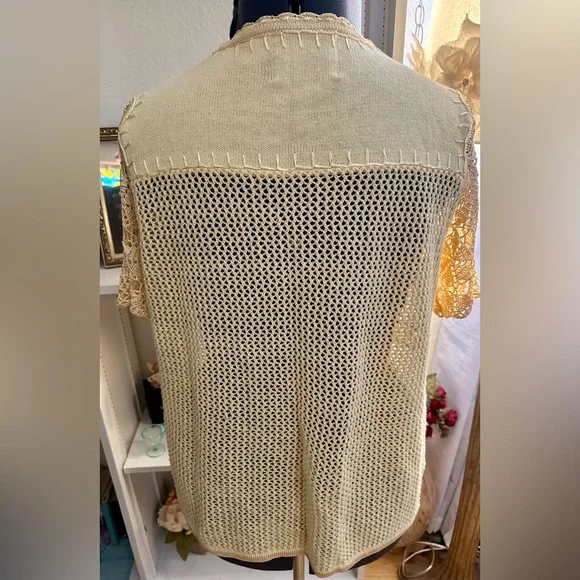Storybook Knits Butter Yellow Open Weave Delicate Crochet Whimsical Oversized S - Picture 9 of 11